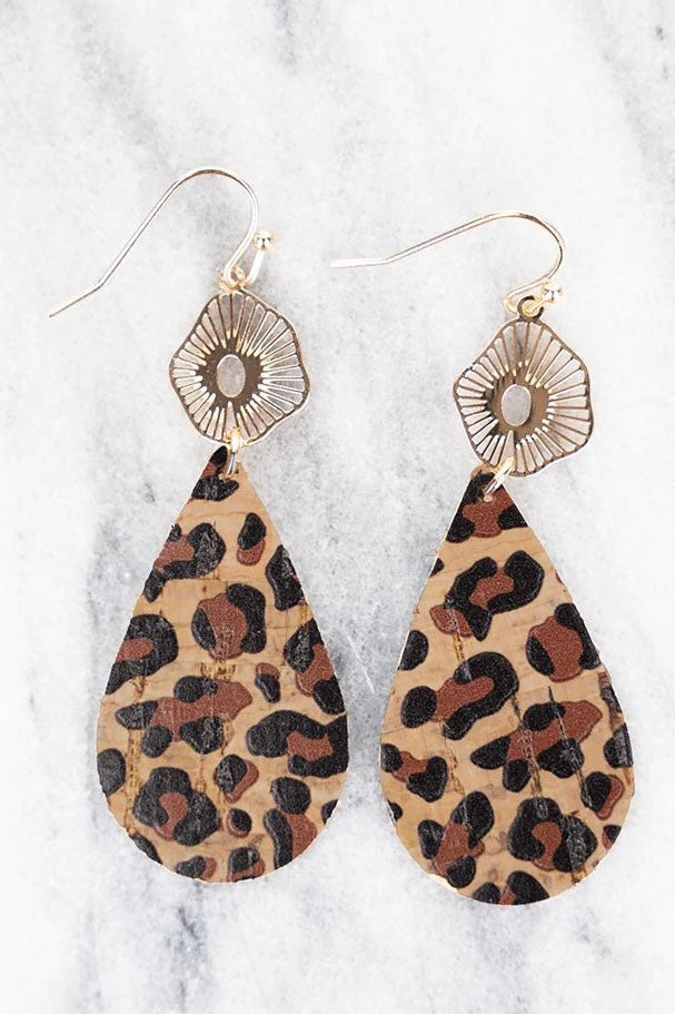 Leopard Print Cork Earrings
