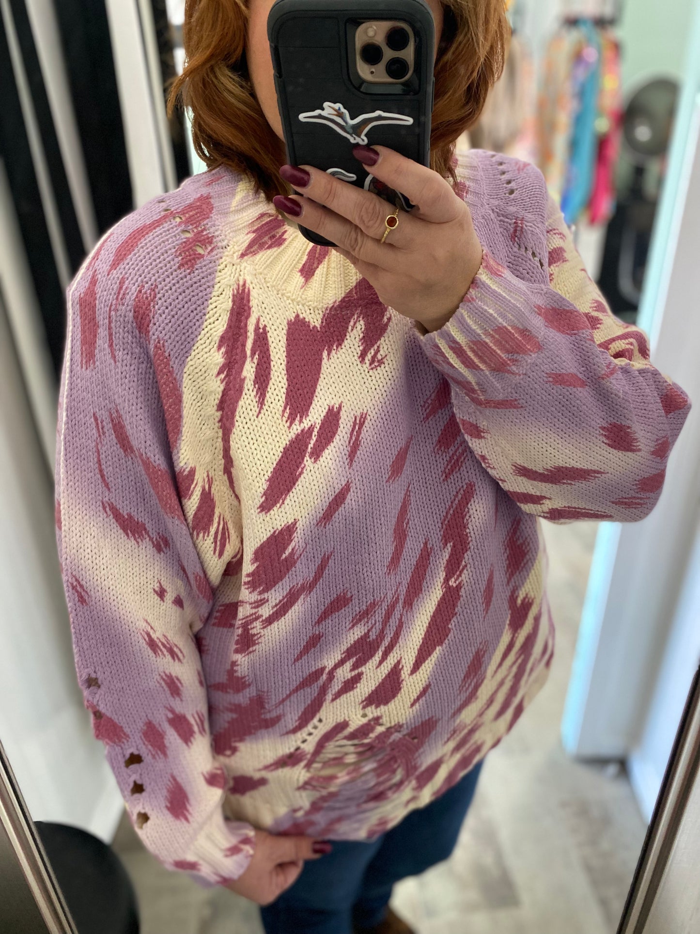 Distressed Animal Print Sweater