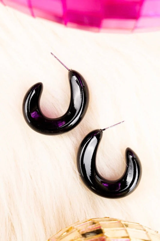 Black Chunky Hoop Earrings