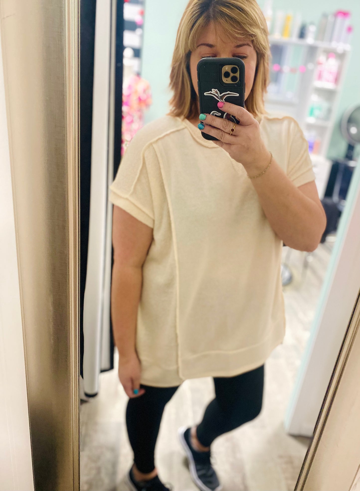 Cream French Terry Top